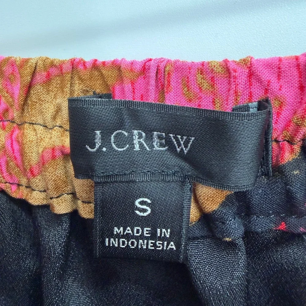J. Crew Tiered Pull On Midi Skirt Size S Floral Tropical Palm Print Pink Red - Picture 3 of 9